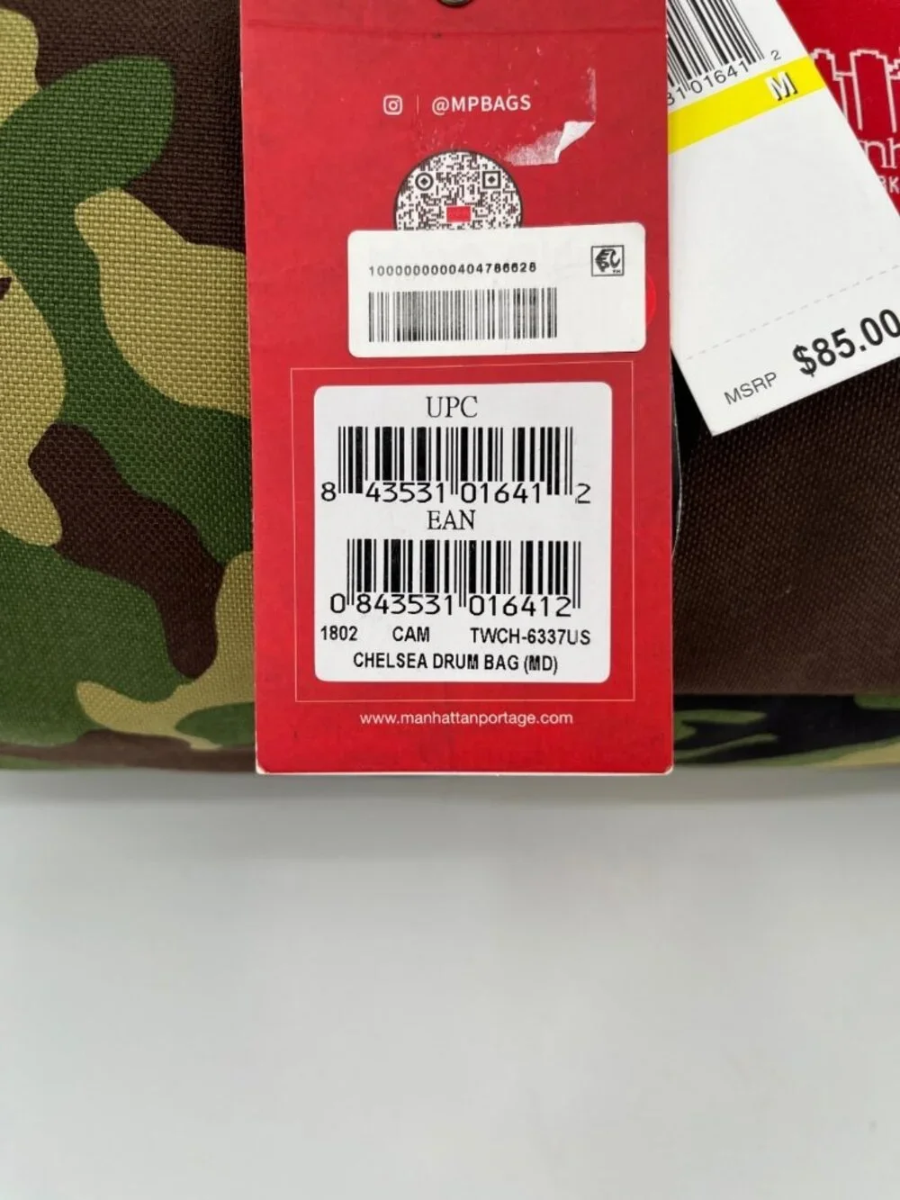 Manhattan Portage Chelsea Drum Bag Camo Canvas Zip Shoulder Adjustable Strap